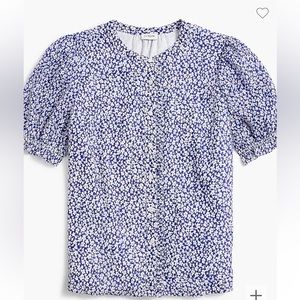 J Crew soft gauze puff sleeve ruffle top